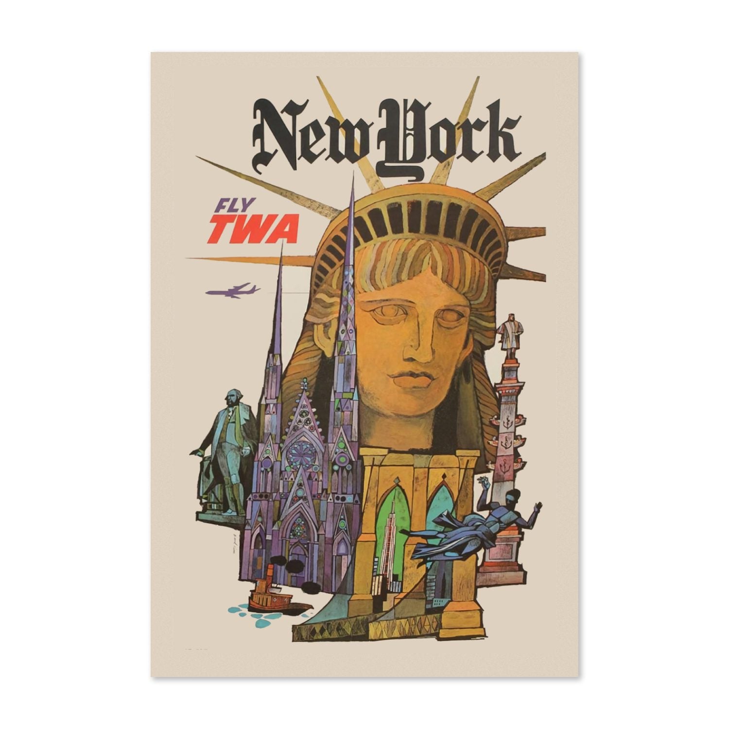 New York Fly TWA poster print